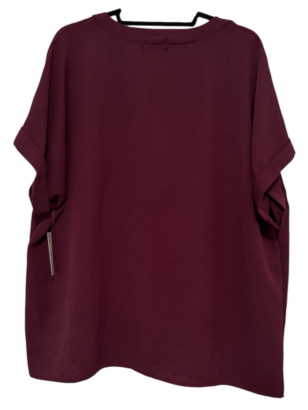 Espresso NWT Deep Burgundy Button-Front Short Sleeve Blouse - Picture 2 of 7